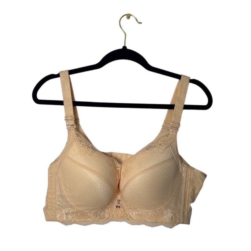 Beige Full Coverage Lace Bra With Underwire & Adjustable Straps 46/105